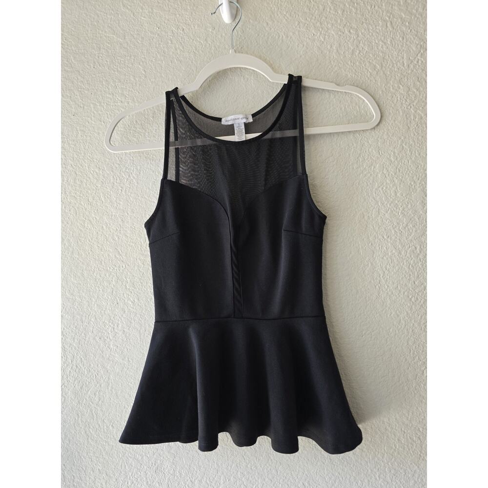 Ambiance Apparel black mesh peplum sleeveless blouse women’s regular size S